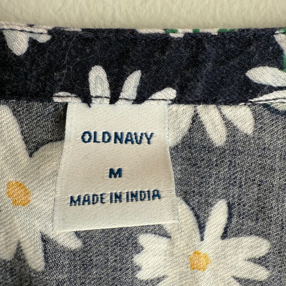 OLD‎ NAVY Navy 3/4 Sleeve Daisy Print Ladies Waist Dress, M - Picture 3 of 6